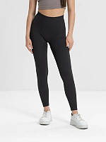 Жіночі лосини в рубчик на флісі, утеплені безшовні легінси рубчик, трикотажні лосини на осінь