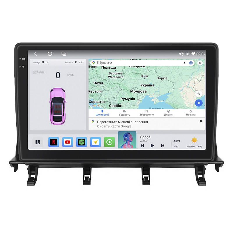 Штатна магнітола 10" Lesko для Mazda Demio II (DY) 2002-2007 4/64 QLED CarPlay 4G Wi-Fi GPS 360 Prime 3 шт.