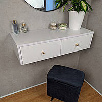 Підвісна тумба в спальню або передпокій, біла на 2 ящики