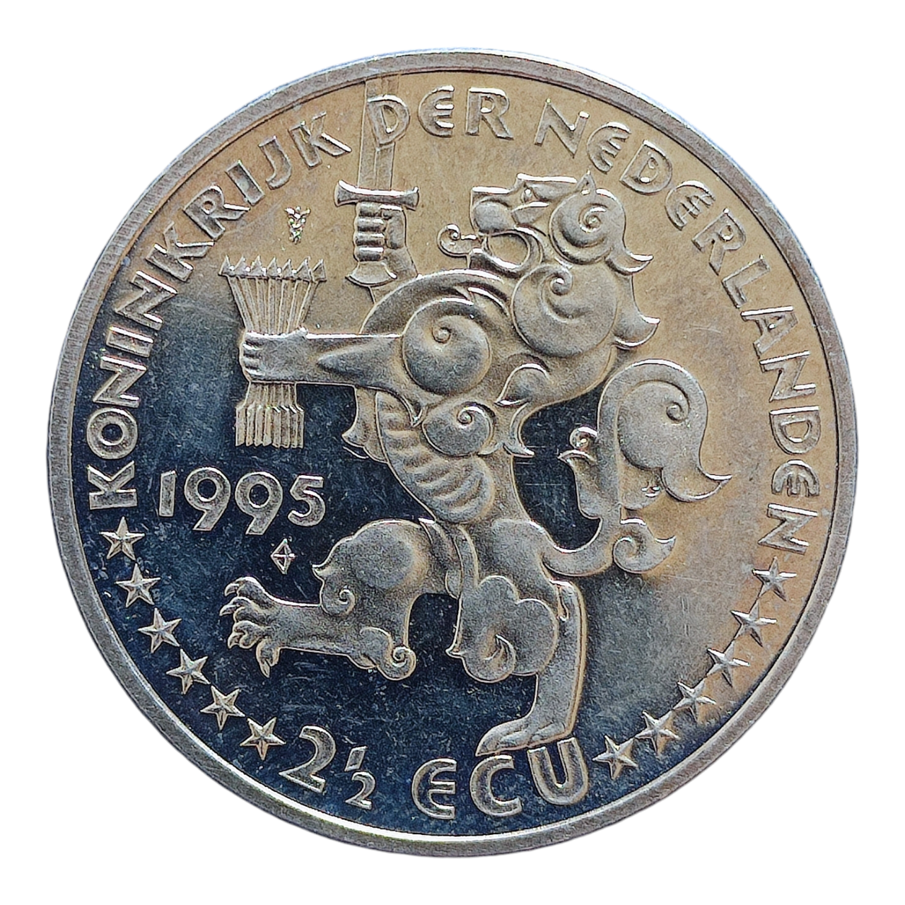 Нідерланди 2½ ECU, 1995 50-та річниця визволення - Королева Вільгельміна