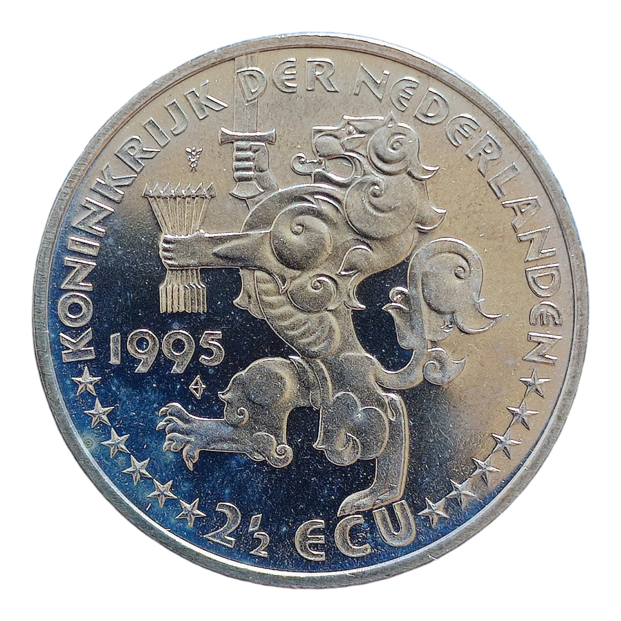 Нідерланди 2½ ECU, 1995 50-та річниця визволення - Королева Вільгельміна