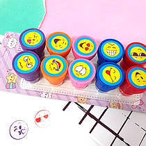 Штампики дитячі 25 мм Смайлики-емоції набір 10 штук (819011)