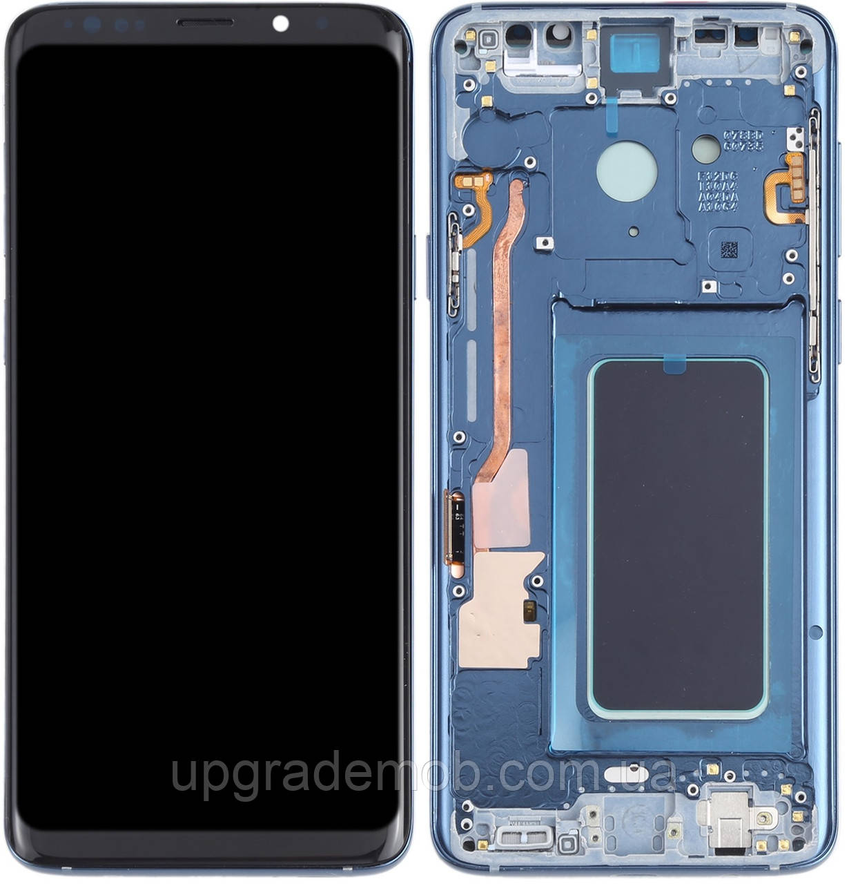 Дисплей модуль тачскрин Samsung G965 Galaxy S9+ чорний TFT з рамкою синього кольору Coral Blue