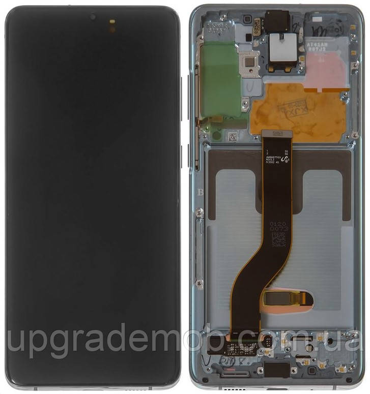 Дисплей модуль тачскрин Samsung G985 Galaxy S20+/G986 чорний OLED з рамкою сірого кольору Cosmic Grey