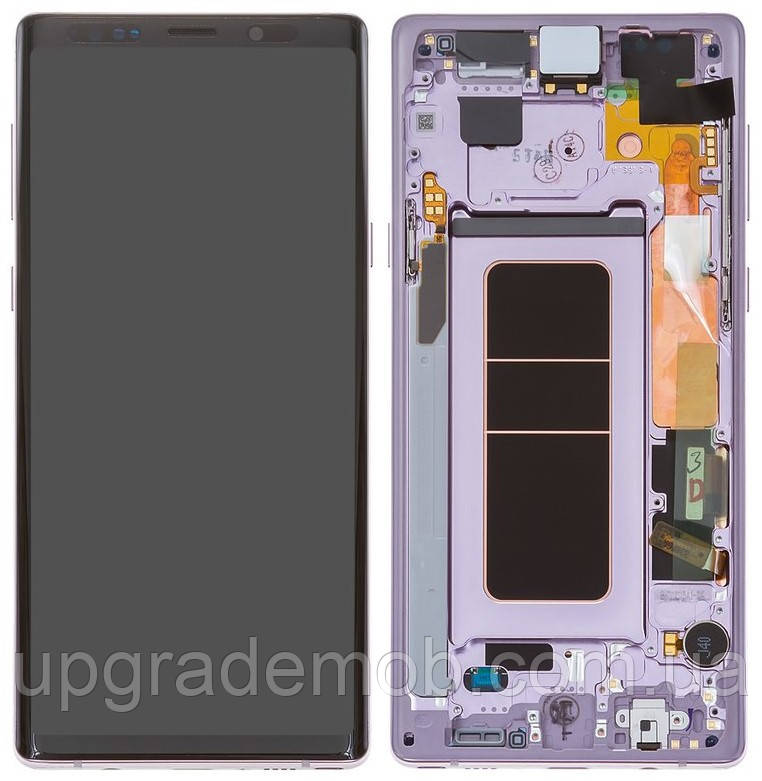 Дисплей модуль тачскрин Samsung N960 Galaxy Note 9 чорний OLED (Small LCD) з рамкою фіолетового кольору Lavender
