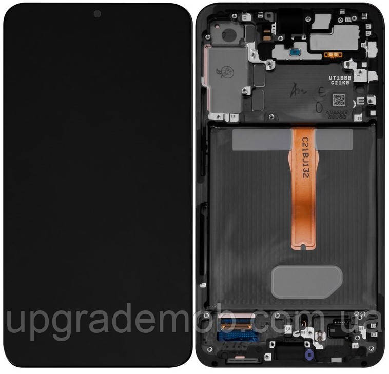 Дисплей модуль тачскрин Samsung S906 Galaxy S22+ 5G чорний Amoled оригінал переклеєне скло з рамкою зеленого