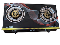 Газова плита настільна (під балон) Мрія 2 конфорки з пьєзопідпалом нержавіюча сталь скляна поверхня