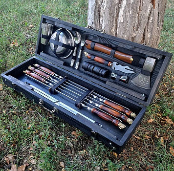 Набір шампурів у дерев'яному кейсі "Мисливський"