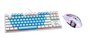Ігровий комплект клавіатура + миша провідна TRY GMK Set 2-in-1 White білий