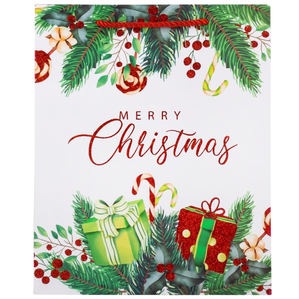 Новорічний подарунковий пакет "Зимова казка-3" (26х32х10 см), паковання 12 шт., фото 1