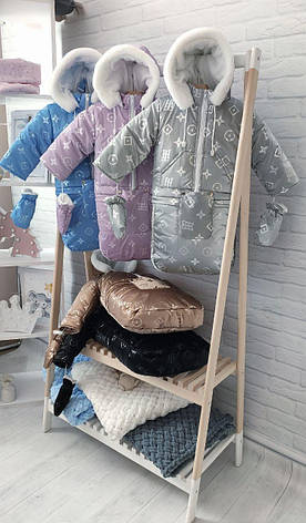 Зимовий дитячий комбінезон-трансформер 3в1 для новонародженного на овчині: курточка конверт для ніг напівкомбінезон, фото 1