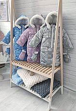 Зимовий дитячий комбінезон-трансформер 3в1 для новонародженного на овчині: курточка конверт для ніг напівкомбінезон, фото 2