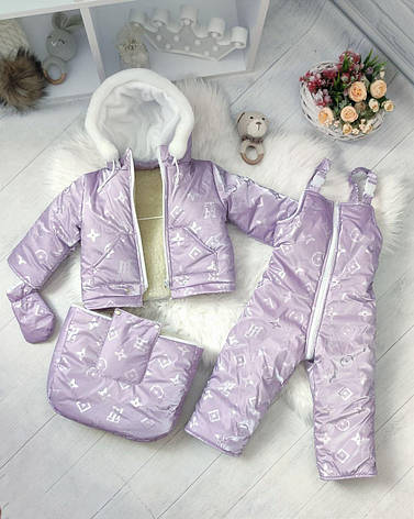 Зимовий дитячий комбінезон-трансформер 3в1 для новонародженного на овчині: курточка конверт для ніг напівкомбінезон, фото 1