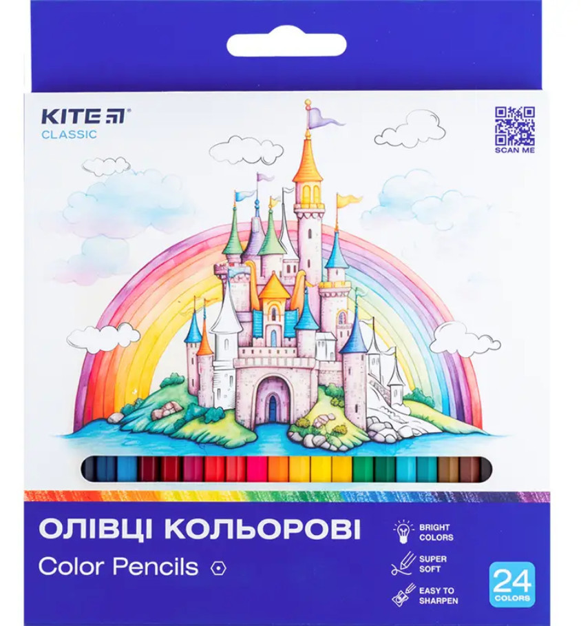 Олівці кольорові 24 кольори Kite Classic
