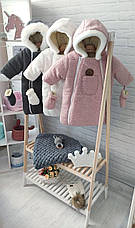 Зимовий дитячий теплий комбінезон для новонародженого на овчині 0-6 місяців підійде для виписки, фото 2