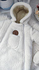 Зимовий дитячий теплий комбінезон для новонародженого на овчині 0-6 місяців підійде для виписки, фото 3