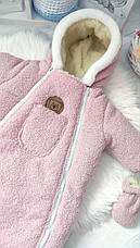 Зимовий дитячий теплий комбінезон для новонародженого на овчині 0-6 місяців підійде для виписки, фото 2