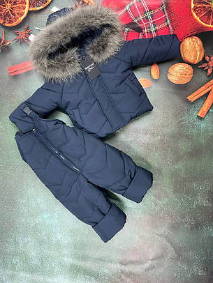 Зимовий дитячий теплий костюм від 1 року розміри 80-86 86-92 92-98 98-104 курточка та штанці - хутро єнота, фото 1