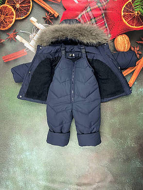 Зимовий дитячий теплий костюм від 1 року розміри 80-86 86-92 92-98 98-104 курточка та штанці - хутро єнота, фото 3