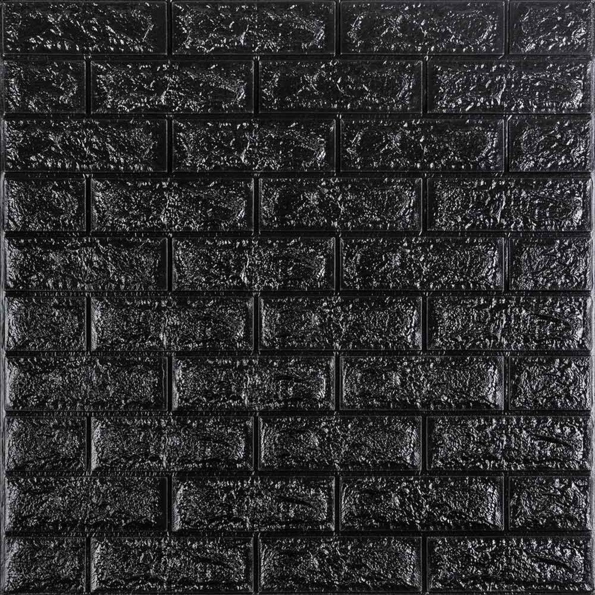 3D панель самоклеюча цегла Чорний 700х770х7мм (019-7) SW-00000063, фото 1