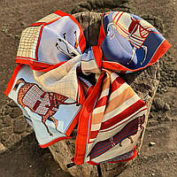 Шовкова атласна стрічка твіллі для волосся Помаранчева з кінським принтом