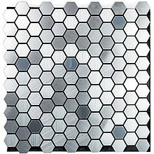 Самоклеюча алюмінієва плитка 300х300х3мм Срібна мозаїка із дзеркальними вставками SW-00001928