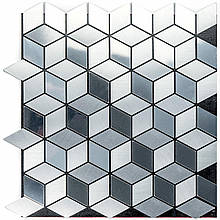 Самоклеюча алюмінієва плитка ромби срібло 300х300х3мм SW-00001933