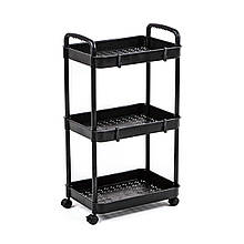 Етажерка мобільна триярусна універсальна пластикова чорна 41*25*72см SW-00002107