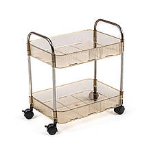 Етажерка мобільна двоярусна універсальна з акрилу та металу 40х28,5х45см Бежева SW-00002110