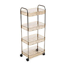 Етажерка мобільна чотириярусна універсальна з акрилу та металу 40х28,5х95см Бежева SW-00002112