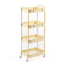 Етажерка мобільна чотириярусна універсальна з металу 45х30х103см Кремова SW-00002114