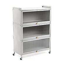 Шафа мобільна для зберігання розкладна триярусна з сталі 70х36х112,8см Світло-сірий SW-00002116