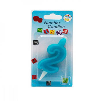 Свічка - цифра 2 для торта 7374-3-В блакитна 641087 G-Rich