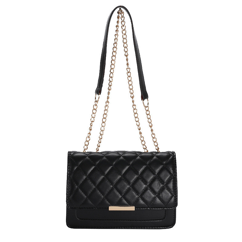 Жіноча чорна класична сумка 1613 стьобана крос-боді через плече, фото 1