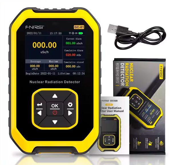 FNIRSI GC-01 дозиметр-радіометр, типи випромінювань: x-ray, beta, gamma