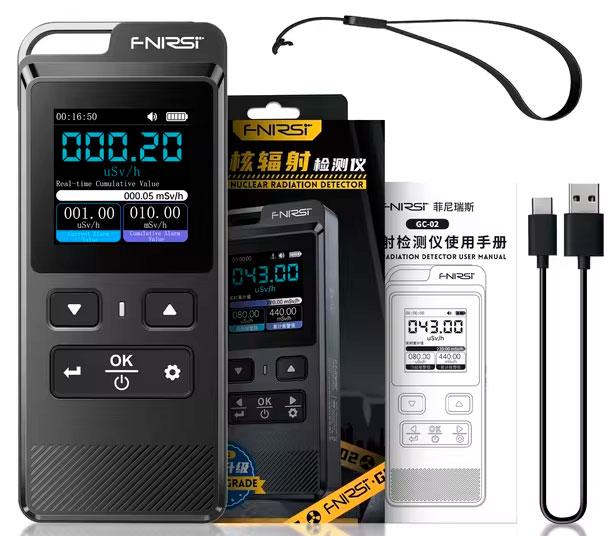 FNIRSI GC-02 дозиметр-радіометр, типи випромінювань: x-ray, beta, gamma