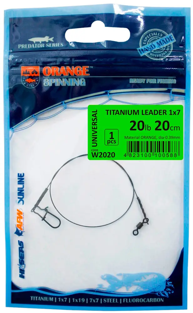 Повідець UKRSPIN Orange Spinning AFW 1х7 20см 5кг (10lb) /0.25мм (2шт / уп)