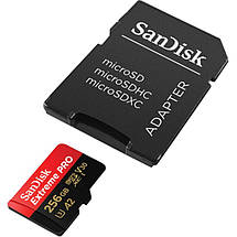 Картка пам'яті MicroSDXC 256 GB UHS-I U3 R200/W140MB/s SanDisk Extreme Pro V30 + SD-адаптер (SDSQXCD-256G-GN6MA), фото 5