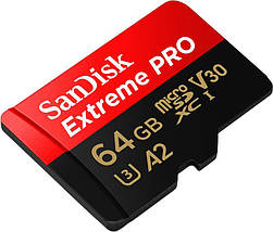Картка пам'яті MicroSDXC 64 GB UHS-I U3 R200/W90MB/s SanDisk Extreme Pro V30 + SD-адаптер (SDSQXCU-064G-GN6MA), фото 4