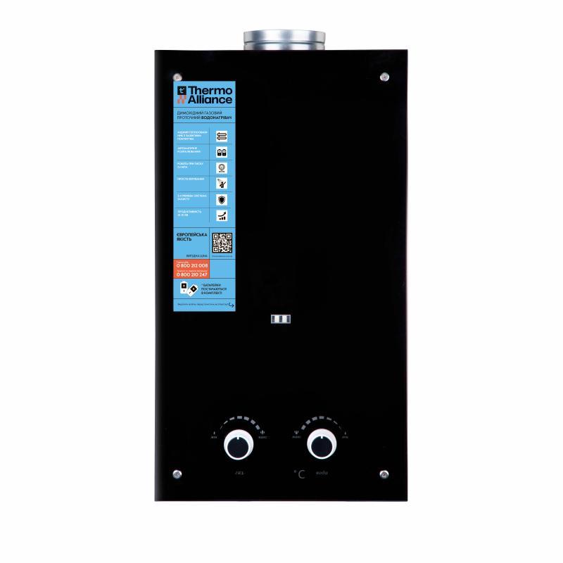Колонка газова димохідна Thermo Alliance JSD20-10GD 10 л панель зі скла Black, фото 1
