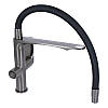 Змішувач для кухні латунний Qtap Vlasta з гнучким виливом із підключенням для питної води PVD Графіт-Чорний, фото 5