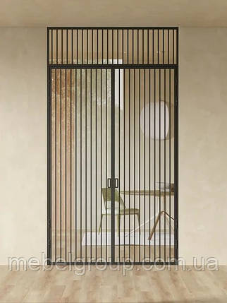 Дводверна перегородка з фрамугою та вертикальними смужками, фото 1