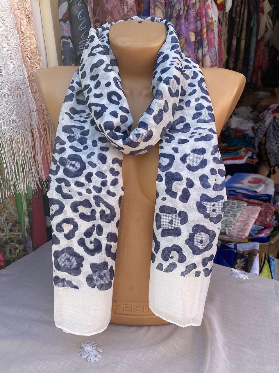 Шарф жіночий котон принт леопард розмір 70/180 см різні кольори ціна гуртом, фото 1