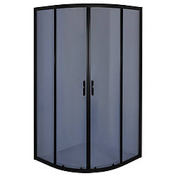 Душова кабіна напівкругла 90х90 см без піддону WISLA N90GB BRAVO, тоноване скло 4 мм, Чорний профіль