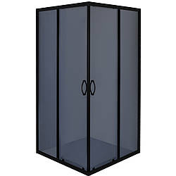 Душова кабіна квадратна 90х90 см без піддону BRAVO ODRA N90GB, тоноване скло 4 мм, Чорний профіль