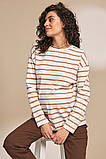 Молочний лонгслів для вагітних та годуючих мам з бежевою смужкою M, фото 6
