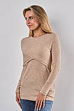 Теплий джемпер для вагітних та годуючих бежевий в рубчик S, фото 7