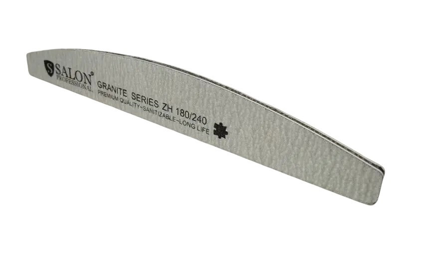 Пилка для нігтів Salon Professional Granite Сіра півмісяць 180/240