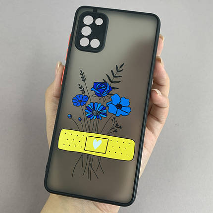 Чохол для Samsung Galaxy A31 чохол із принтом квітів із захистом для камери чохол на самсунг а31 чорний prc, фото 1