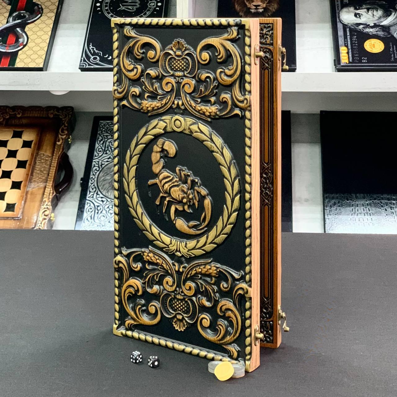 Нарди дерев'яні ручної роботи Скорпіон 46×23см, фото 1